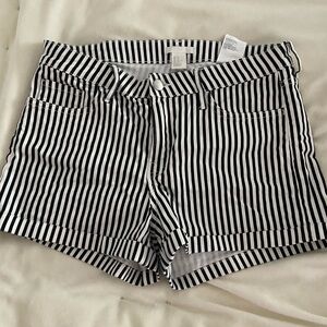 Black and White Striped Women's Shorts H&M